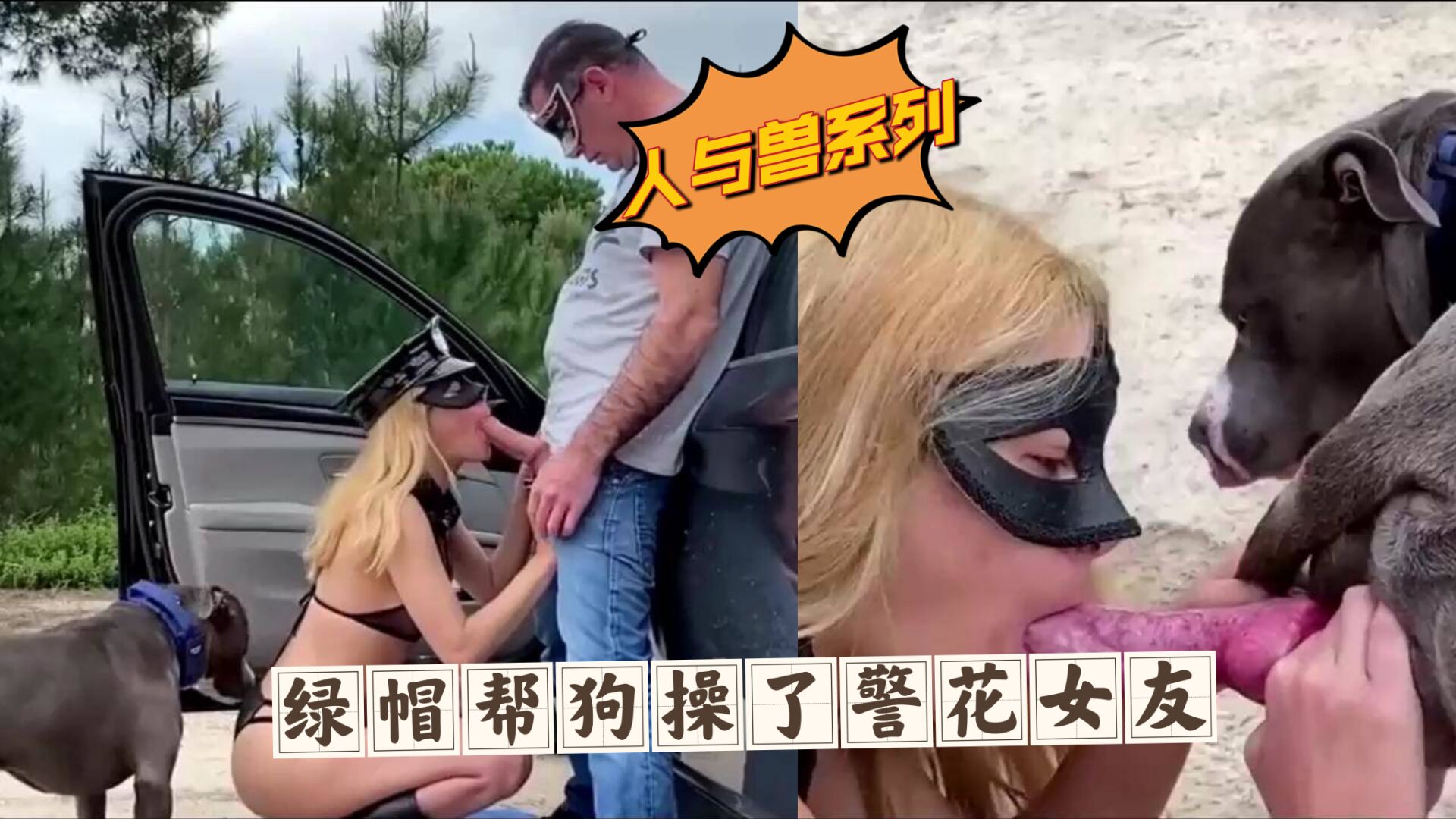 绿帽男帮助黑狗操警花女友