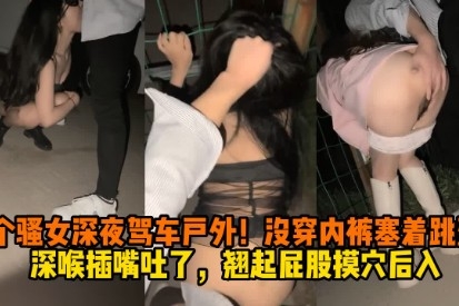 两个骚女深夜驾车户外没穿内裤塞着跳深喉插嘴吐了翘起屁股摸穴后入