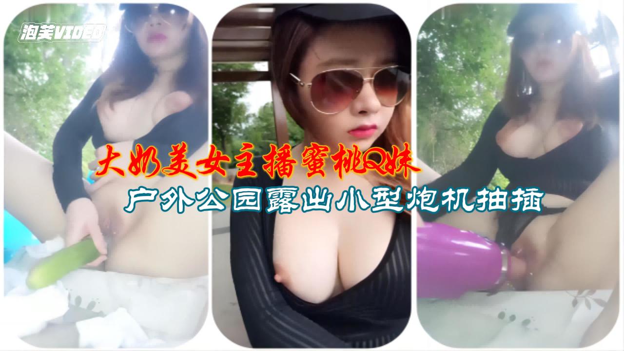 大奶美女主播蜜桃Q妹自拍户外公园露出小型炮机抽插自慰_hd1