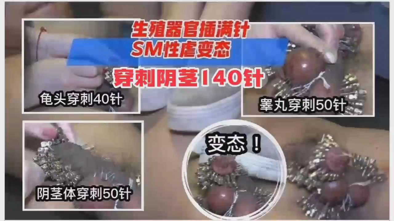 重口变态系列胆小勿进生殖器官被插满针SM性虐变态穿针140针