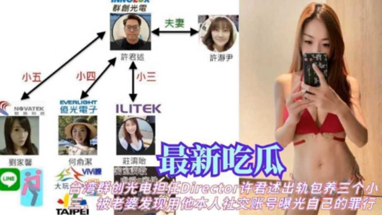 最新吃瓜台湾群创许君述出轨包养小三被老婆发现曝光