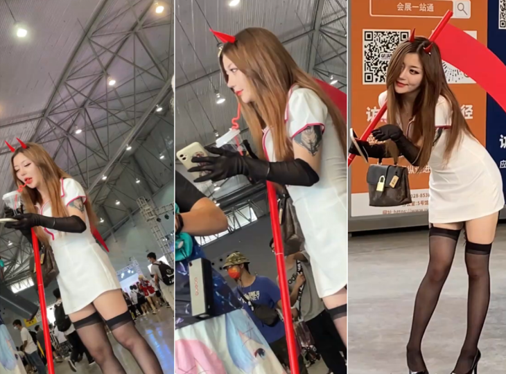 20209692119用户上传漫展抄底极品过膝黑丝女神coser