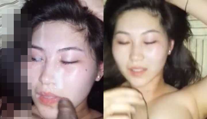 模特美女被射得满脸