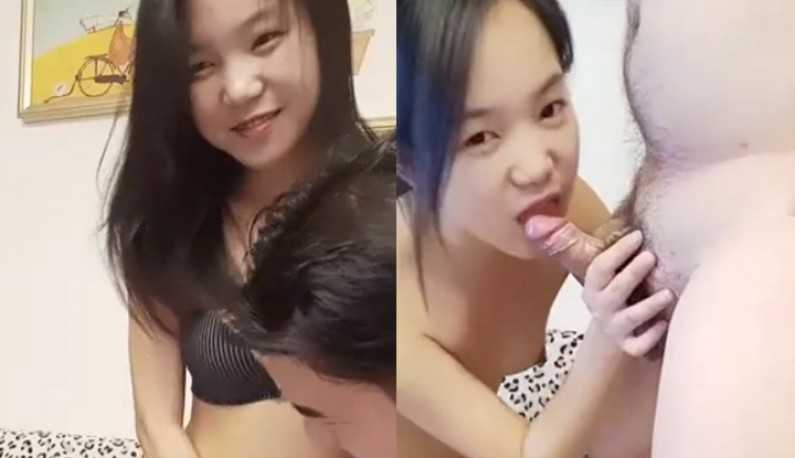 有钱真好！大叔找个年轻嫩妹子双人啪啪秀~妹子舔硬后再上去猛摇