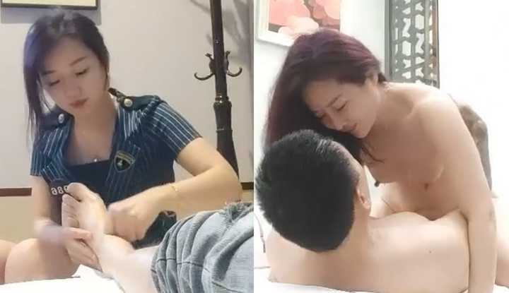 足疗按摩店撩妹高颜值美女～良家技师花大价钱约到宾馆啪啪