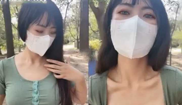 野外暴露展现白嫩美乳 射深点，我老公知道了就完蛋了～