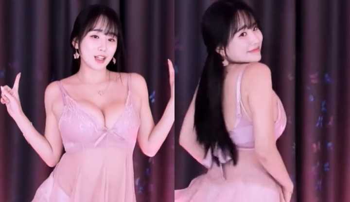 [韩国] 美女主播低胸小洋装，巨乳包不住性感热舞